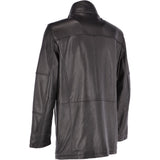 Leather Coat With Detachable Collar Black : Carl