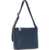 Gabicci Leather Messenger Bag with Striped Detail Navy: GB-64951