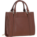 Real Leather Handbag with Adjustable Crossbody Strap 2 Tone Tan: 64867