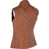 Diamond Quilted Leather Gilet Cognac: RIGDEN GILLET