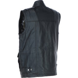 Premium Men's Black Leather Utility Vest with Multiple Pockets: friends