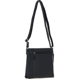 Two Section Zip Top Leather Crossbody Bag Black: K-45