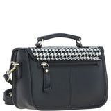 Ashwood Leather & Harris Tweed® Cloth Small Satchel Bag Black/White: TW-67-12-BW