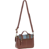Ashwood Leather & Harris Tweed® Cloth Small Satchel Bag with Twist Lock Tan/Mcload: TW-33-02-TM