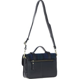Ashwood Leather & Harris Tweed® Cloth Medium Satchel Bag with Twist Lock Black/Watch: TW-34-03-BW