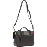Ashwood Leather & Harris Tweed® Cloth Medium Satchel Bag with Twist Lock Brown/Mcload: TW-34-01-BM
