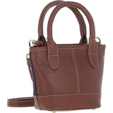 Ashwood Leather & Harris Tweed® Cloth Small Grab Bag Tan/Navy: TW-63-11-TN