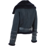 Womens Aviator Shearling Leather Jacket Ombre Blue: KB-451 DC
