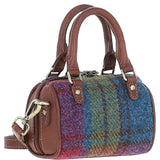 Ashwood Leather & Harris Tweed® Cloth X-Small Barrel Bag Tan/Purple: TW-60-13-TP