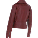 Short Leather Biker Jacket Burgundy: 6617