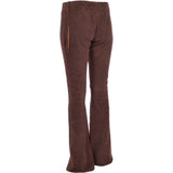 Women's Flared 60's Suede Leather Jeans Brown Suede: 35857