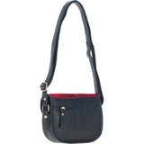 Ashwood Leather & Harris Tweed® Cloth Saddle Bag Navy/Pink: TW-26-06-NP