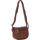 Ashwood Leather & Harris Tweed® Cloth Saddle Bag Tan/LT Blue: TW-26-05-TB