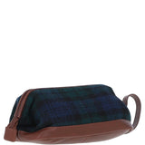 Ashwood Leather & Harris Tweed® Cloth Unisex Washbag Tan/Watch: TW-40-04-TW