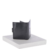 Vegetable Tanned Flip Side 6 card, ID & Coins Dual Bill fold Tab Leather Wallet Black : 1246-VT