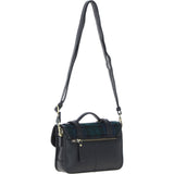 Ashwood Leather & Harris Tweed® Cloth Small Satchel Bag with Twist Lock Black/Watch: TW-33-03-BW