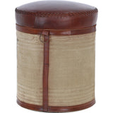 Ashwood Leather Bull Stool Brown/Grey: KI-211