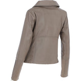 Ladies Veg Tanned Leather Biker Jacket Biscuit: AWL-80