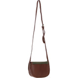 Ashwood Leather & Tweed Saddle Crossbody Bag with Twist Lock Tan/Green Check: TW-30-010-TGNH