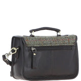 Ashwood Leather & Harris Tweed® Cloth Small Satchel Bag Brown/Green: TW-67-09-BG