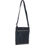 Exquisite Genuine Leather Crossbody Flat Bag with Golden Accents Black: 64255