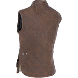 Mens Diamond Quilted Leather Gilet Brown 27 : M-15 vest
