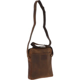 Tablet Friendly Small Vintage Leather Body Bag Tan: Patty