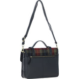 Ashwood Leather & Harris Tweed® Cloth Large Satchel Bag with Twist Lock Black/Green/Red: TW-35-07-BR