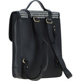 Ashwood Leather & Harris Tweed® Cloth Large Backpack with Twist Lock Black/White: TW-38-12-BW