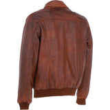Men's Real Leather Bomber Jacket with Brando Collar Tan: AWM-Pointer
