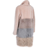 Womens Luxury Sheepskin Coat Baby Pink/multi: KB 634