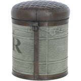 Ashwood Leather Home Bar Stool Brown/Grey: KI-039
