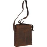 Tablet Friendly Medium Vintage Leather Body Bag Tan: Paddy