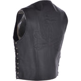 Men's Leather Embossed Laced Waistcoat Black: W/COAT SKULL