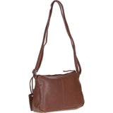 Compact Zip-Closure Leather Crossbody Bag Cognac: Belfast