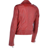 Twin Zip Fastening Leather Jacket Red: ESTIMO