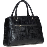 Three Section A4 Croc Print Leather Work Bag Black: A4 Work Bag