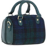 Ashwood Leather & Harris Tweed® Cloth Small Barrel Bag Green/Watch: TW-61-18-GW