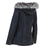 Ashwood Leather Hooded Jacket with Fur Trim Black: J-1948 F