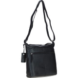 Practical Extending Pocket Leather Shoulder Bag Black: Donegal