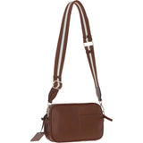 Compact Twin Zip Ashwood Leather Crossbody Bag Tan: X-35