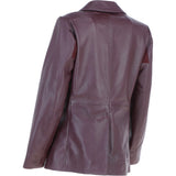 Womens Leather Fashion Single Breasted Blazer Burgundy: AWL-Blazer