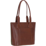 Ashwood Leather & Tweed Genuine Leather Shoulder Bag Tan/Green Check: TW-23-010-TGNH