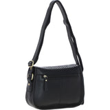 Elegant Ashwood Leather & Harris Tweed® Cloth Crossbody Bag Black/White: TW-27-012-BW