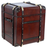 Luxury Handcrafted Leather Large Storage Trunk Chestnut: LF-152