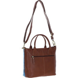 Versatile Ashwood Leather & Harris Tweed® Cloth Shoulder Bag Tan/LT Blue: TW-22-05-TB