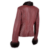 Short Toscana Biker Style Sheepskin Jacket Bordeaux: 8114