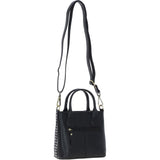 Ashwood Leather & Harris Tweed® Cloth Handbag with Removable Crossbody Strap Black/White: TW-21-012-BW
