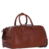 Luxurious Leather Wheeled Duffle Bag Tan: pl-50