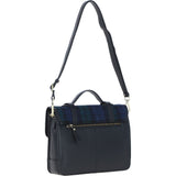 Ashwood Leather & Harris Tweed® Cloth Large Satchel Bag with Twist Lock Black/Watch: TW-35-03-BW